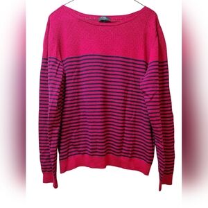 Ladies Chic by Jacob Striped Sweater XL | Red Black Knit Pullover (A2)